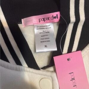 Paper Doll Black and White Varsity Jacket